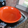 orange ceramic bowl