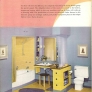 vintage blue and yellow bathroom