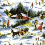 vintage christmas wrapping paper snowy village