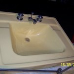 vintage yellow wall hung sink