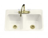 cast iron kitchen sink delafield by kohler with metal hootie ring Cast iron kitchen sinks with metal hootie ring