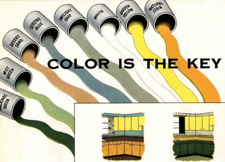  Kitchen… here are kitchen cabinet paint colors straight out of 1953.
