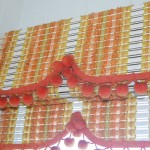60s orange vintage woven wood valence and shade