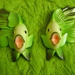 green etxy chalkware fishes