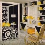 1967-dramatic-yellow-white-black-bedroom
