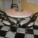 black and white ceramic tile checkerboard floor