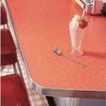 boomerang countertop with plaid floor