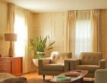 window treatments for a mid century modern living room