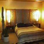 troy uses a decorative living room screen as a headboard