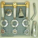 tub and shower faucets with three handles