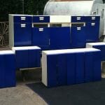 cobalt blue steel kitchen cabinets