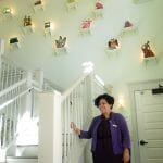 vintage tv lamps fill a wall