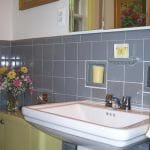 gray tile bathroom