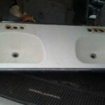 double bowl steel bathroom sink