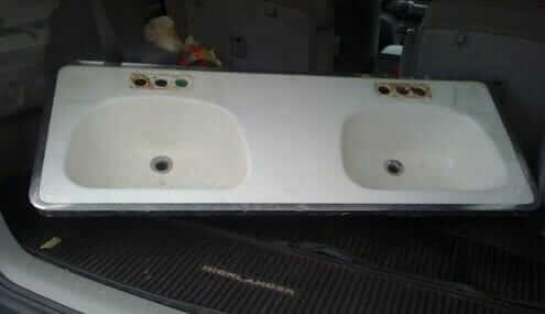 Bathroom Bowl Sinks on Cast Iron Sink    Rare Double Bowl Bathroom Sink  With Hudee   Retro