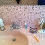pink gold metallic tile