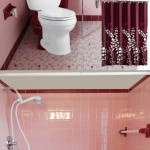 pink and maroon bathroom retro