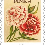 USPS vintage seed packet stamps pinks