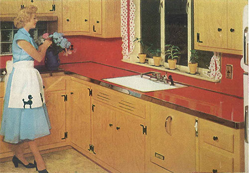 kitchen laminate 1950s edging counter pine knotty counters kitchens tops ge metal backsplash textolite retro sink steel retrorenovation countertops patterns