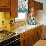 yellow and aqua mid century kitchen