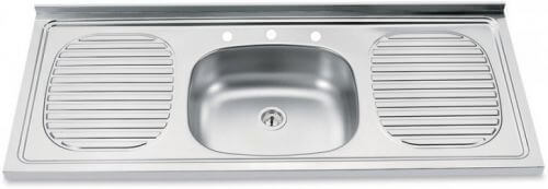 Single center with holes stainless steel drainboard sink bertolini