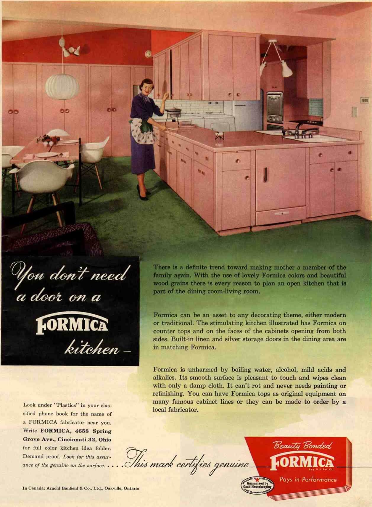 Vintage 1953 pink Formica kitchen