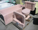 pink bathroom fixtures at ohmega salvage