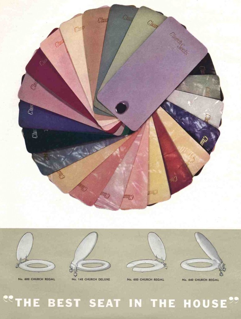 wheel of samples of vintage church toilet seat colors