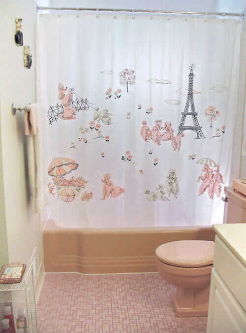 pink poodle shower curtain