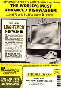 1961 ling tempco small recessed dish washer ad