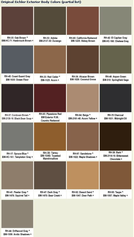 Original Eichler Paint Colors For Your Ranch Or Contemporary Home,How To Match Car Paint Without Code