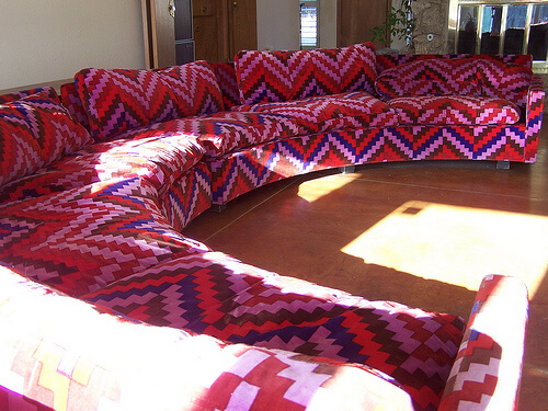 large round thayer coggin sofa
