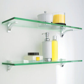 glass bathroom wall shelves from container store