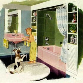 1954 kohler pink bathroom