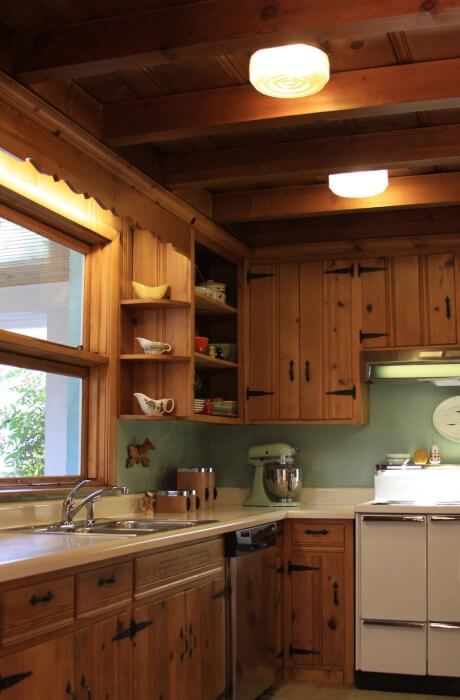 A knotty pine kitchen - respectfully retained and revived ...