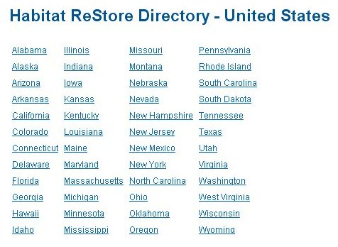 ReStore Habitat for Humanity locations in the U.S.