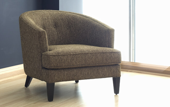 small upholstered barrel chair