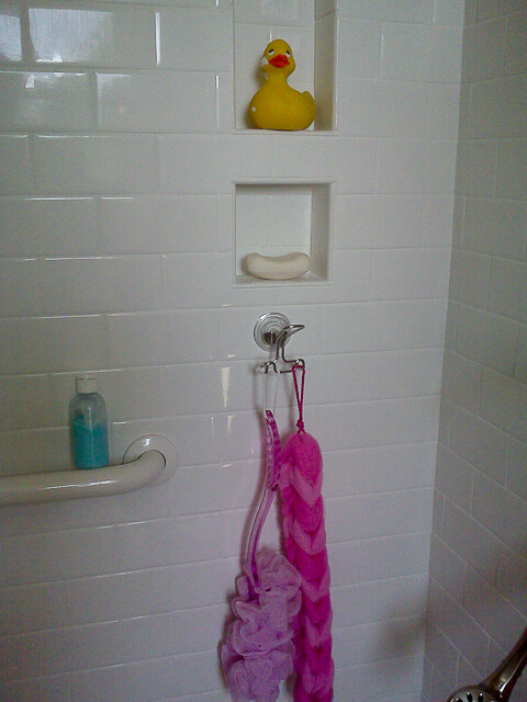 form to create recessed shelves in shower