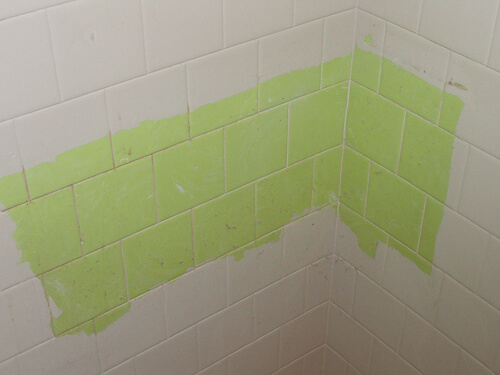 chartreuse plastic bathroom tiles