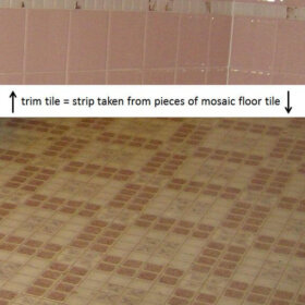 how to use pieces of mosaic floor tile for trim tile