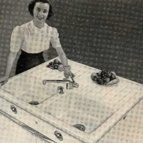 1954 american standard sink with strange porcelain drainboard design