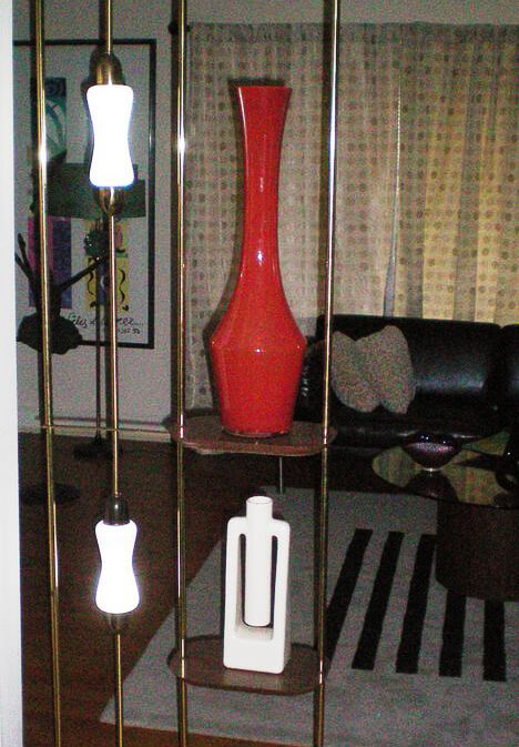 mid century modern pole lamp room divider