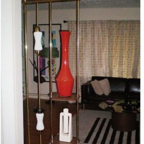 mid century modern pole lamp room divider