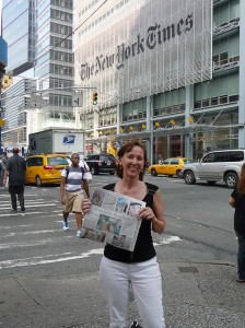 cindy in front of the new york times