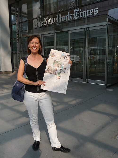 retro renovation in the new york times - cindy in front of the new york times!