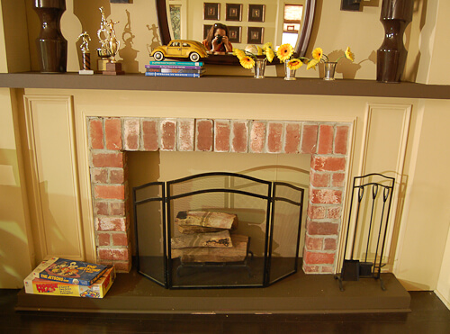 mid century style fireplace