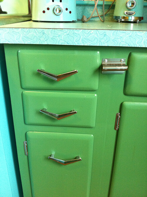 solid wood vintage kitchen cabinets painted green