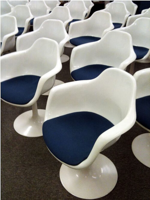 saarinen style fiberglass tulip chairs by krueger