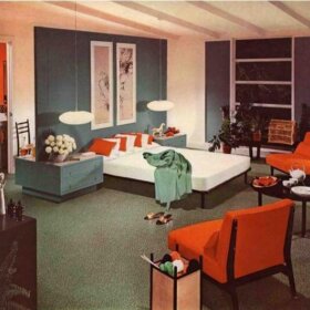 1954 mid century modern bedroom designed by armstrong floors
