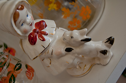 porcelain girl with dog